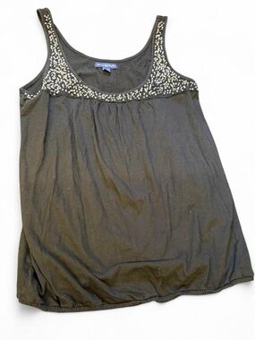 American Eagle Outfitters Black Sleeveless Tank with Bead Embellishment